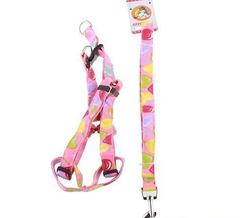 Two Layer Adjustable Multicolour Canvas Dog Pet Chest Straps Pink - Click Image to Close